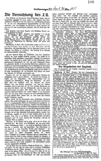 Bericht des Kölner Stadtanzeigers über die Havarie des Kölner Zeppelins Z II in Homburg 1910