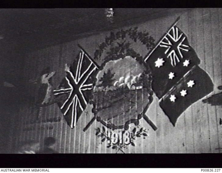 Wandgemlde mit australische Flagge an einer Wand der Fliegerstation Butzweilerhof