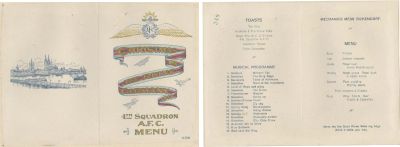 Programm und Speisenkarte der 4th Squadron zu Weihnachten 1918 auf dem Butzweilerhof