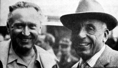 1957 - Gerhard Fieseler und der Kner Fluglehrer Jakob "Kbes" Mltgen auf dem Butzweilerhof
