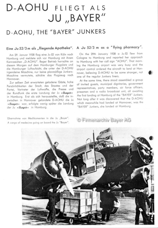 Englische Version über den Einsatzauftrag der Bayer-Ju D-AOHU