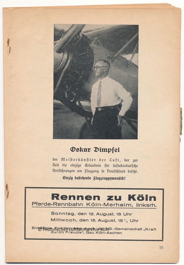 Programmheft des Volksflugtag 1934 in Köln auf dem Flughafen Butzweilerhof