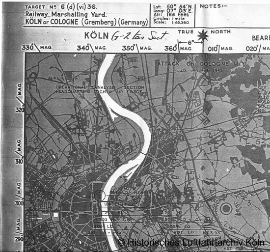 Karte des Grobereichs Kln mit Markierung des Flugplatzes Ostheim.