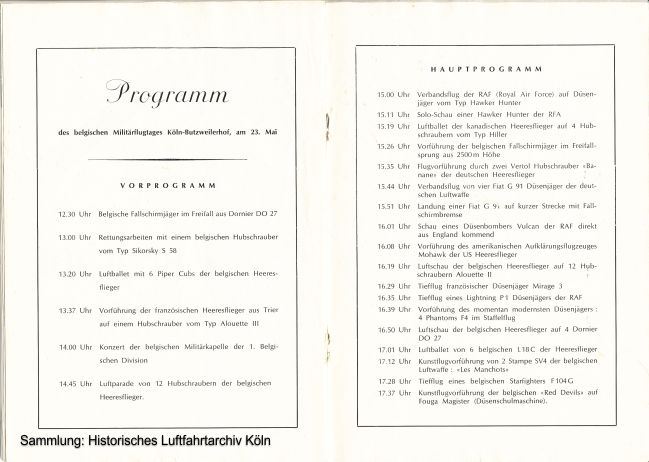 Programmheft des Großen internationalen Flugtages von 1968 auf dem Flugplatz Köln  Butzweilerhof